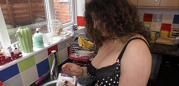  Big boobs Millie downblouse in the kitchen